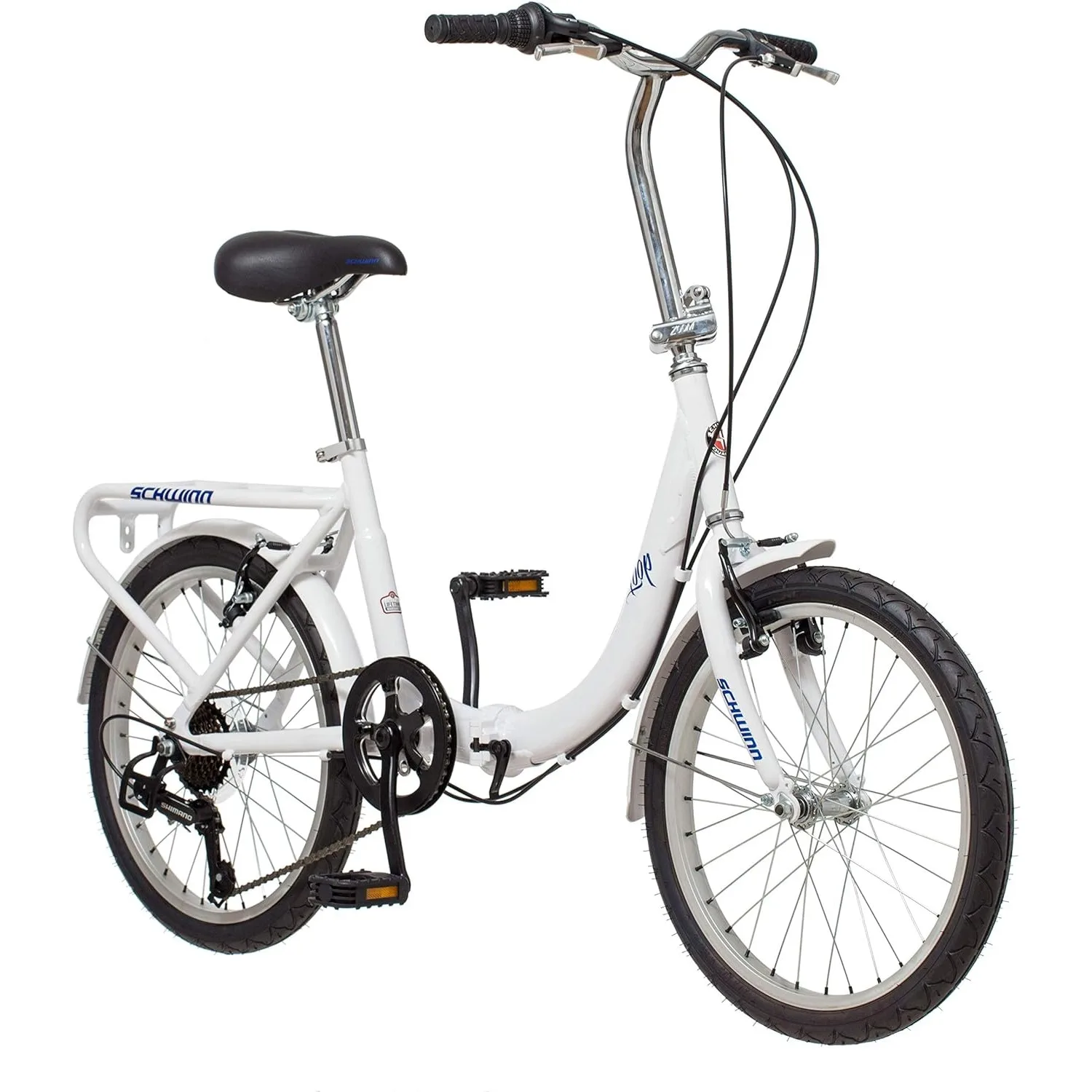 Loop Folding Bike for Men Women, 20-in Wheels, 7-Speed Drivetrain, Rear Cargo Rack, Carrying Bag Included for Storage