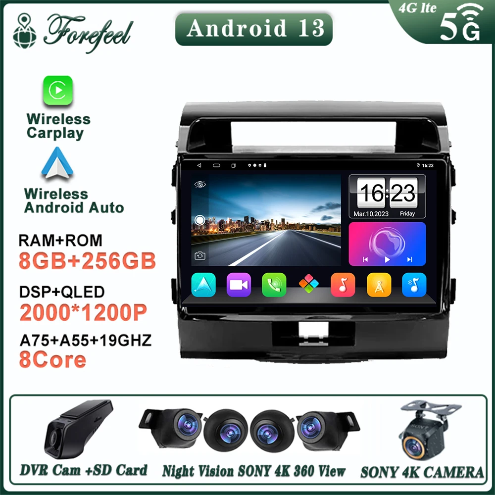 

Android 13 For Toyota Land Cruiser 200 2007-2015 Multimedia Autoradio Navigation Player Screen TV Car GPS Radio No DVD Dash Cam