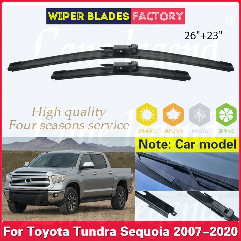 

2pcs For Toyota Tundra Sequoia 2007 - 2020 Front Windshield Windscreen Wiper Blades Car Accessories 2016 2017 2018 2019 26"+23"