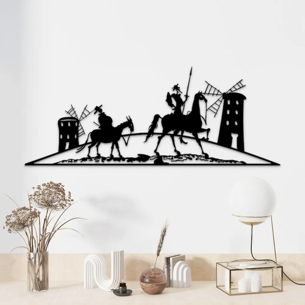 Don Quixote Metal Wall Art, Silhouette Literary Decor for Book Lovers Gift
