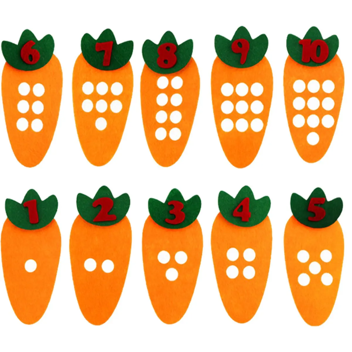 

10pcs 1-10 Digital Carrot Color Felt School Mathematics Teaching Aids Color Number Cognitive Felt Free Assemble ZSY