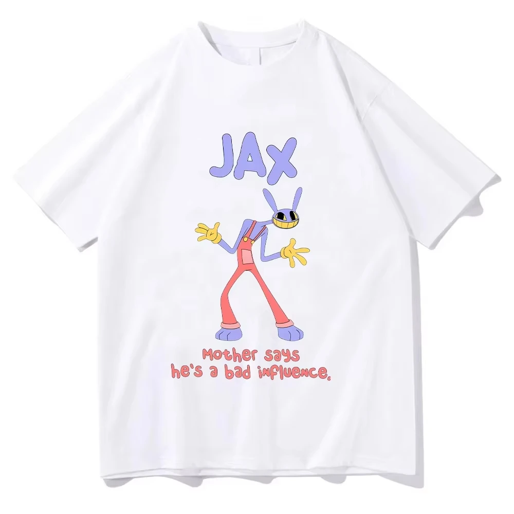 Jax Purple Rabbit Anime Print T Shirts Funny Digital Circus Characters Graphic Clothes Fashion Cotton Short Sleeve Women Men Tee
