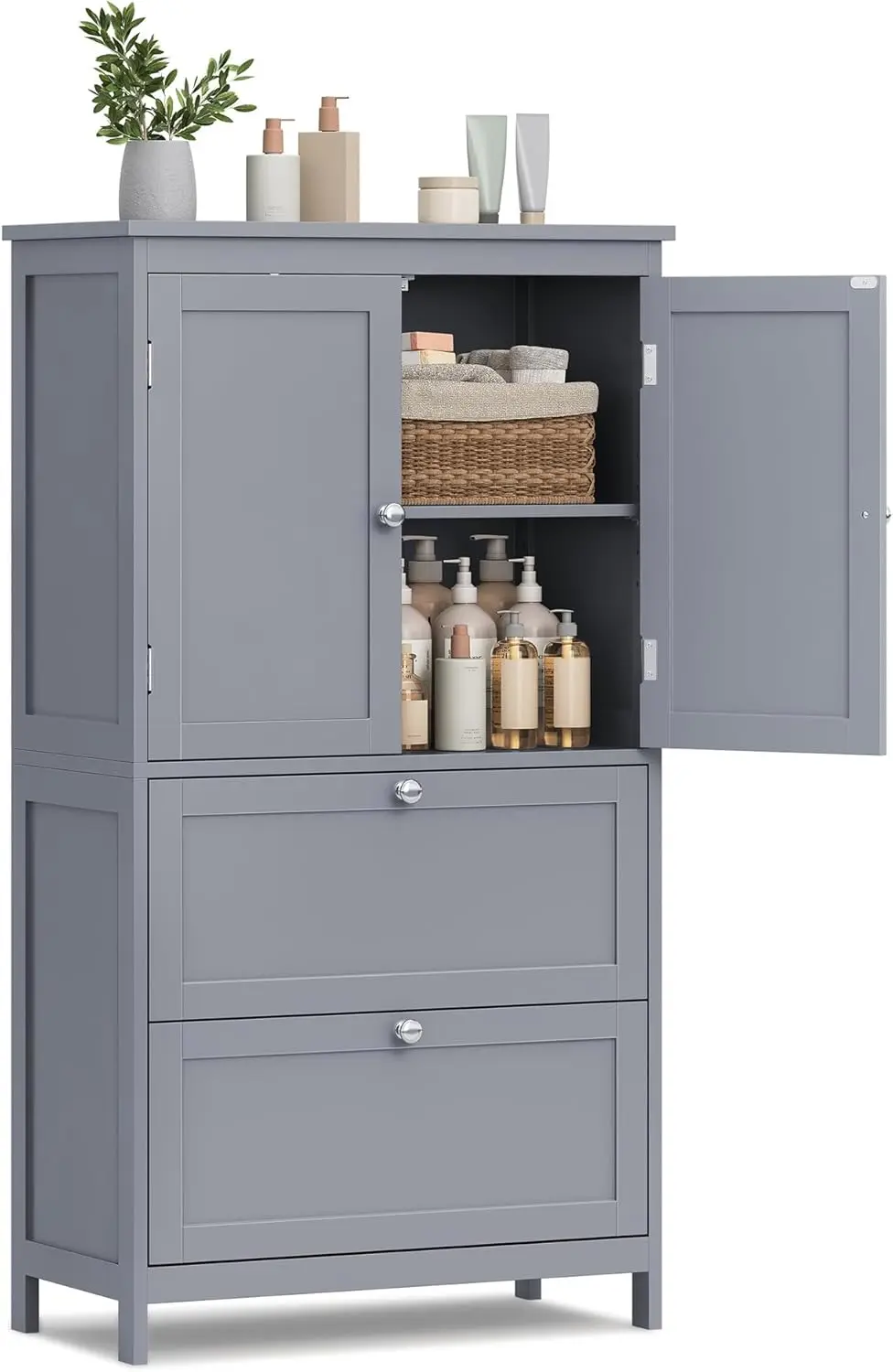 

Bathroom floor storage cabinet, bathroom storage cabinet, independent cabinet with 2 drawers and 2 doors