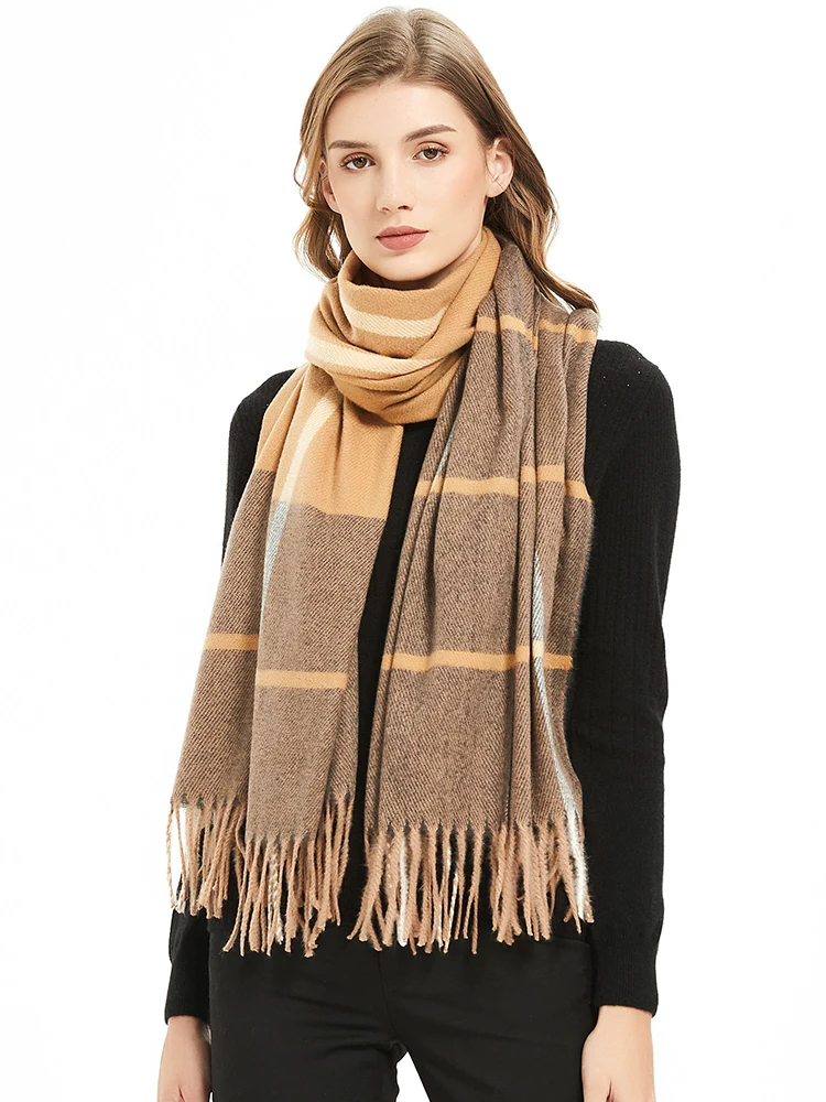 New Imitation Cashmere Women Scarf Autumn Winter Stripe Fringed Scarve Pashmina Mujer Femme Foulard Bufanda Shawls Echarpe Hiver