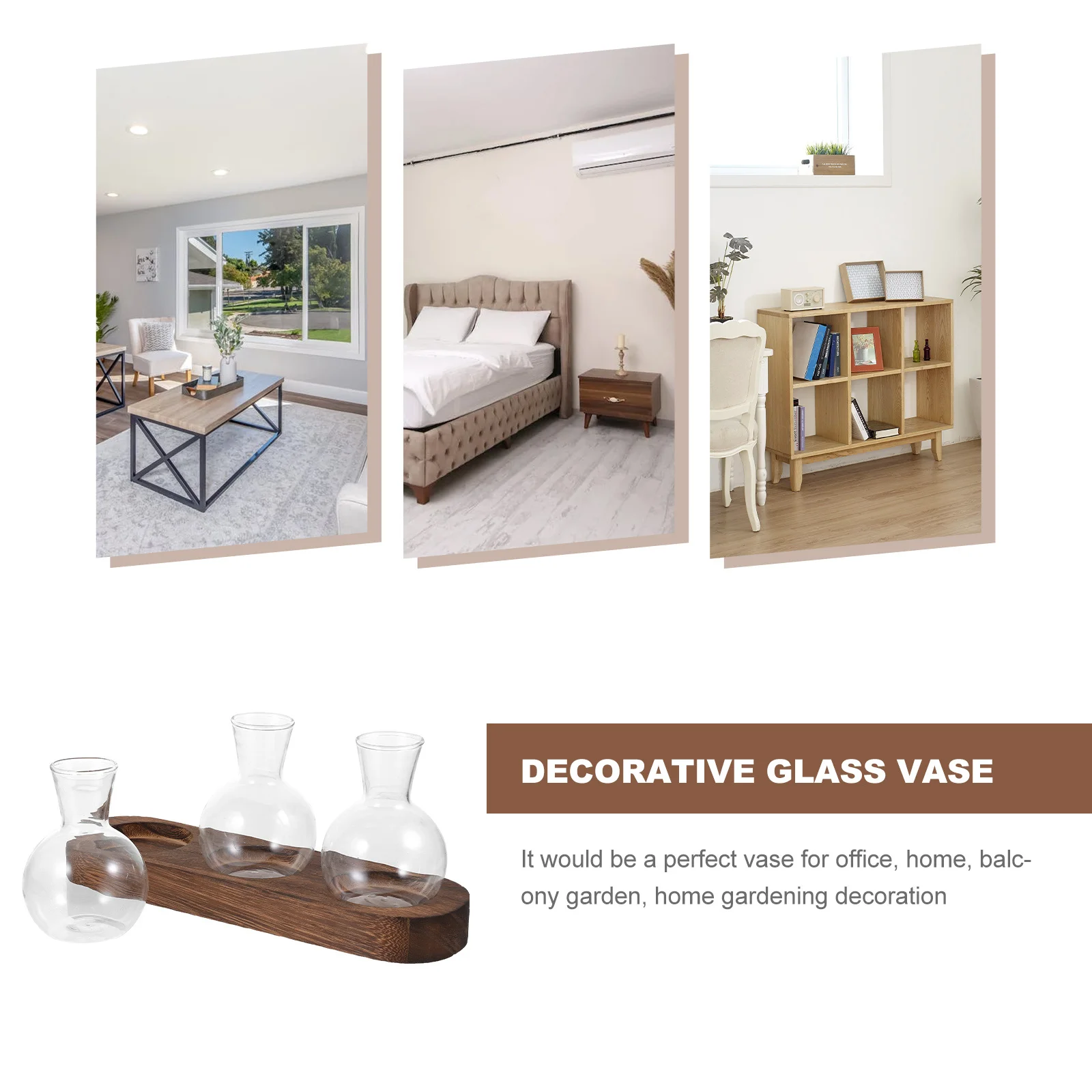 

1Set Glass Vase Clear Flower Container Simple Design Home Office Decor Practical Long Service Life Flower Vase