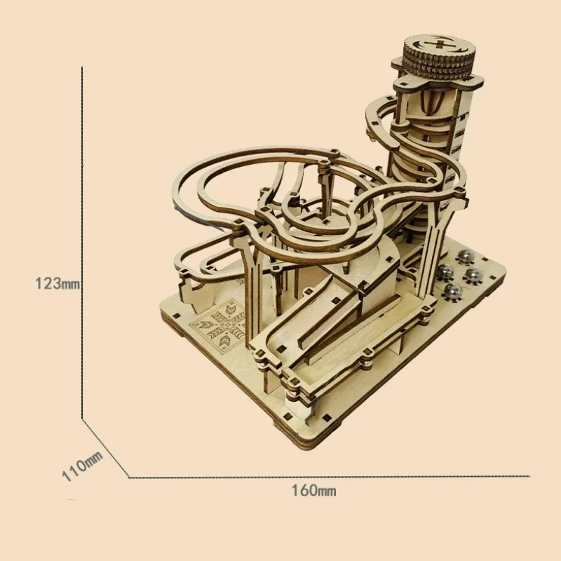 ثلاثية الأبعاد لغز خشبي الميكانيكية دوامة المسار الكرة نموذج اليدوية DIY الألغاز اللعب بانوراما نموذج بناء مجموعات