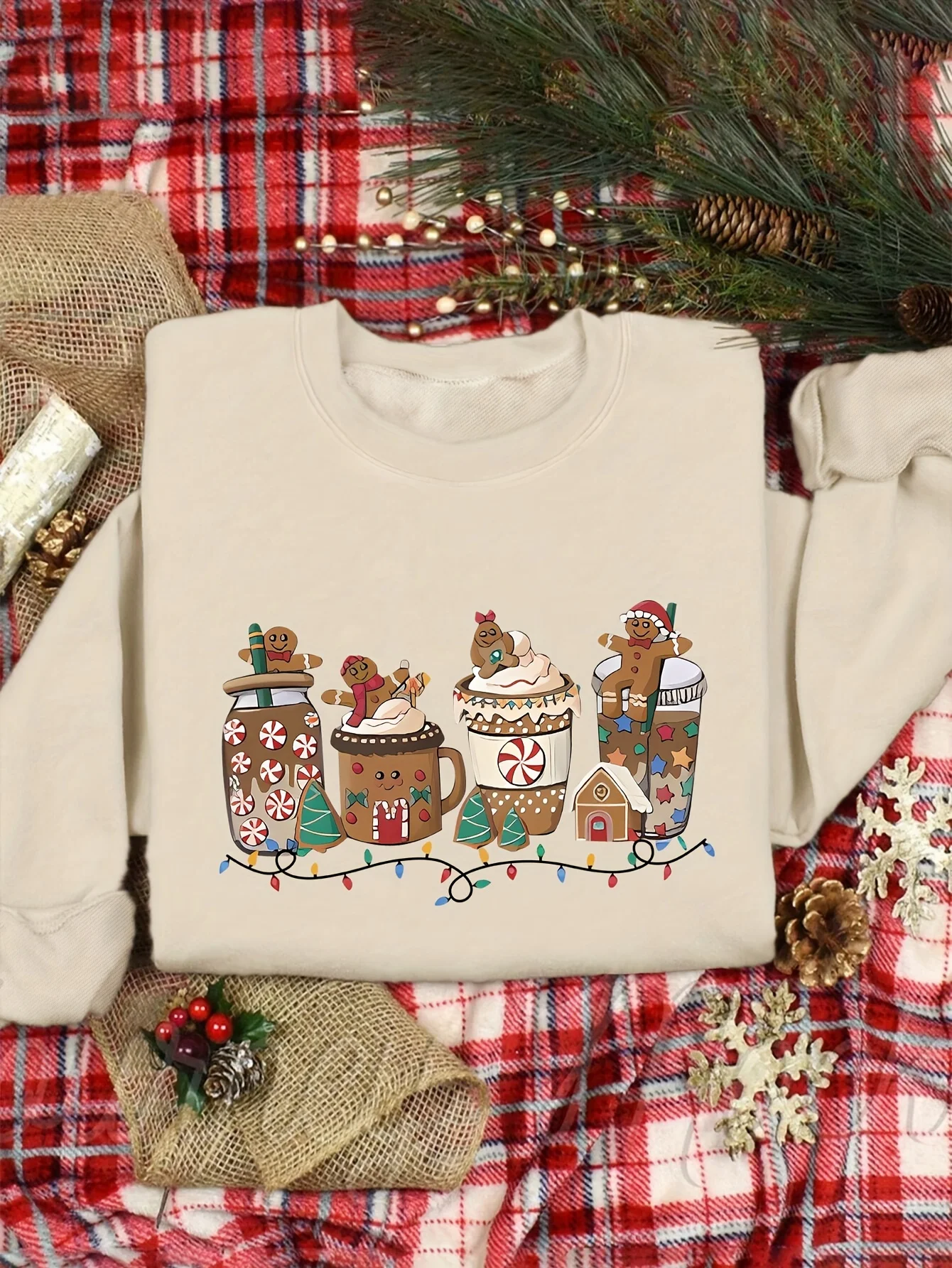 

Christmas Printed Crew Neck Sweatshirt Autumn and Winter Casual Long Sleeve Pullover Women's and Men's Holiday Clothing