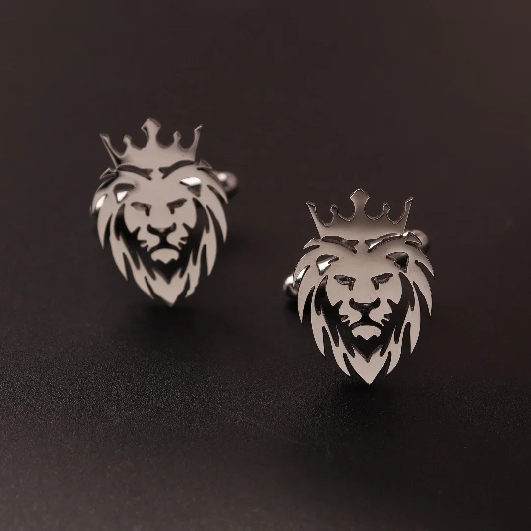 1 paar Edelstahl Manschettenknöpfe Männer Manschette ButtonLion Eagle Kreuz Sikh Symbol Für Hochzeit Hemd Abzeichen Pin Business Hemd Manschette – Detail 4
