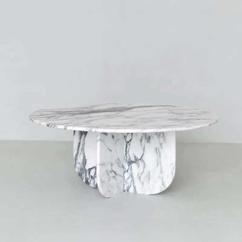 

Современный простой журнальный столик из натурального мрамора, итальянский светильник, роскошная гостиная, маленькая квартира, бытовой круглый чайный столик, журнальный столик