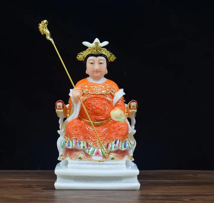 Southeast Asia Home store COMPANY High-grade Bless family SAFE Good luck goddess TIAN MU WANG NIANG jade gilding statue