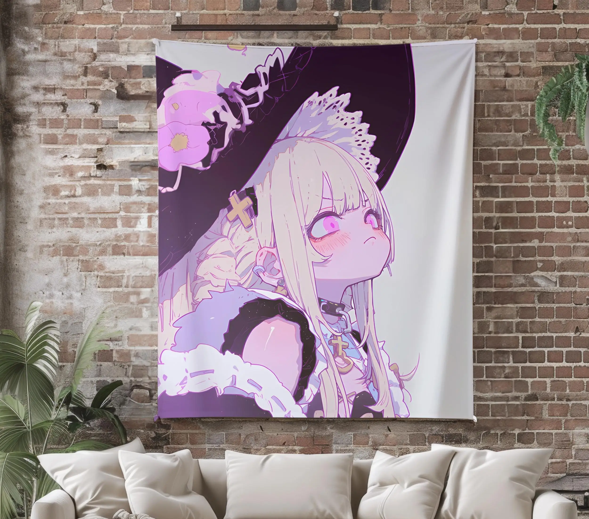Tapiz de forro polar de anime Moe Girl, tapiz de waifu kawaii, decoración de sala de juegos, arte de pared de anime, regalo de Navidad para otakus.