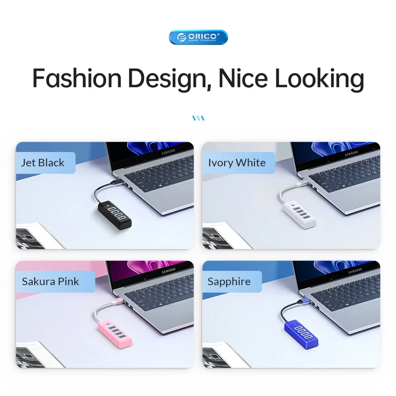 ORICO-Multi Type C Splitter 4 Ports USB 3.0 HUB 5Gbps High Speed OTG Adapter for PC Computer Accessories Macbook Pro