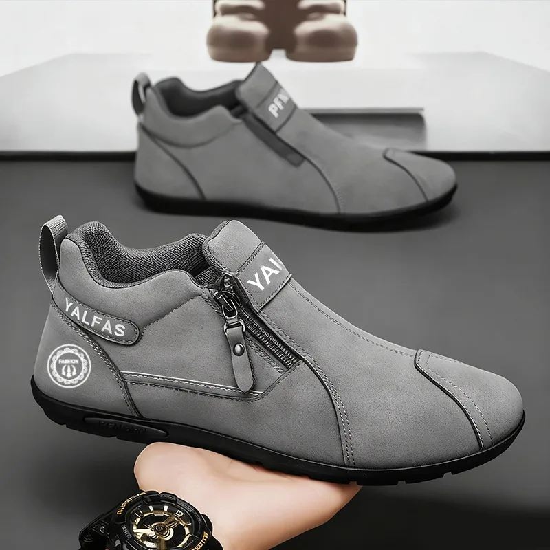 2026 New Autumn Winter Men Casual Shoes Lightweight Slip On Sneakers Flat Work Shoes Loafers