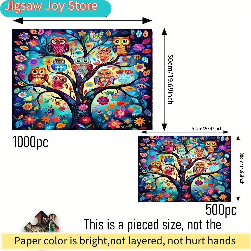 Paper Puzzle Toy for Adults - Interactive Family Game, Decorative Brain Challenge Gift with Colorful Owl & Floral Design, Cre