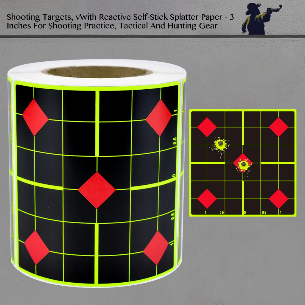200 Uds. Ponto de puntería cuadrado rojo en forma de diamante de 3 pulgadas, papel para tiro con salpicaduras, suministros de entrenamiento para objetivos, pegatinas, etiquetas para objetivos de tiro (se puede utilizar para la práctica de armas reales y la práctica de pistola)