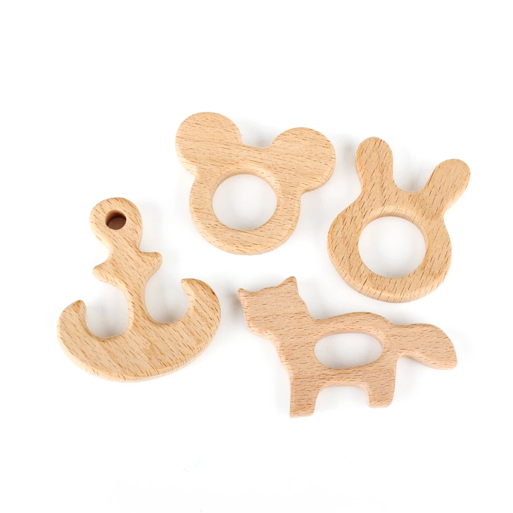 1 stücke Holz Baby Beißring Tier BPA Frei DIY Schnuller Kette Halskette Zubehör Zahn Anhänger Pflege Beißring Spielzeug Geschenk