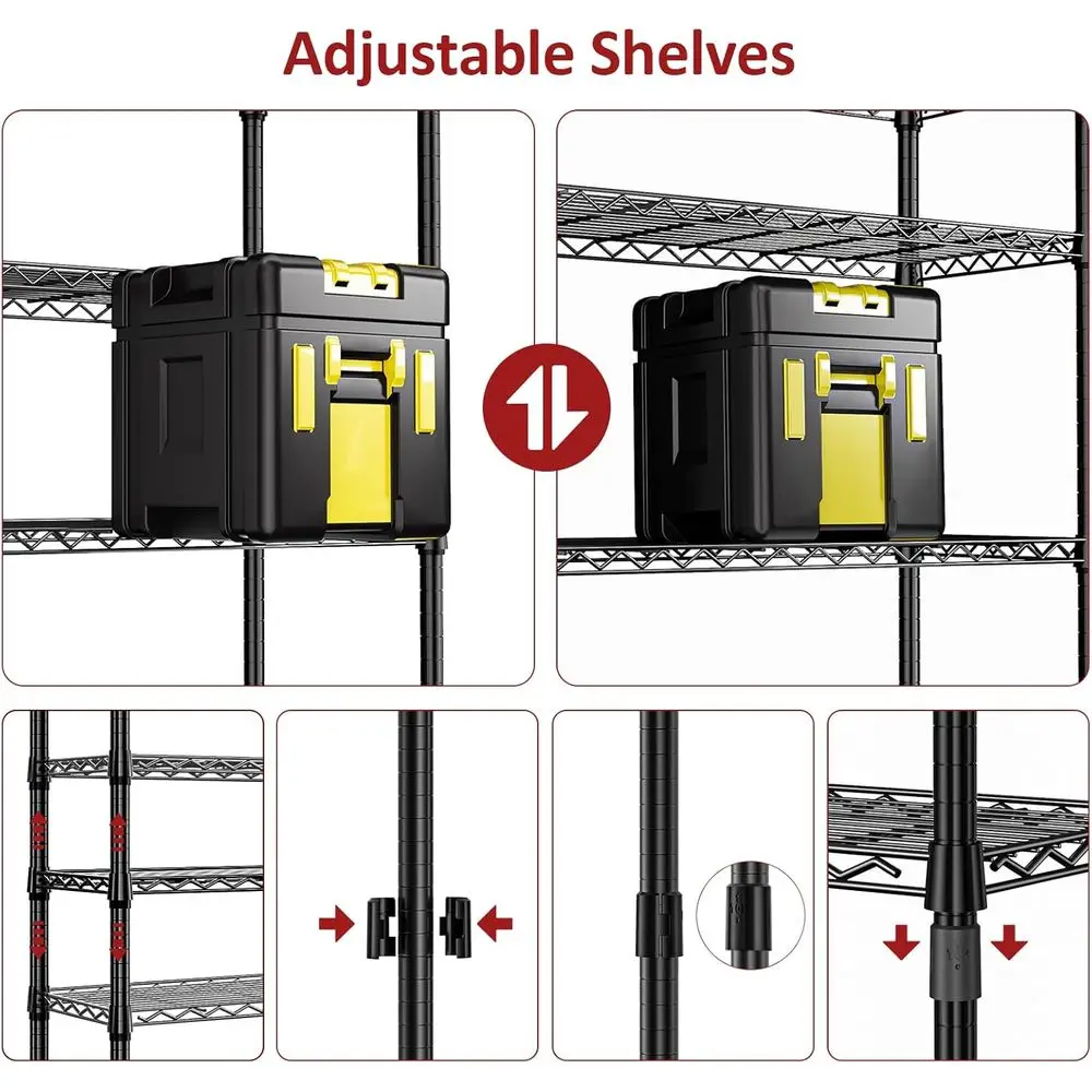 5段式ヘビーデューティーメタルワイヤーシェルフ、耐荷重1250ポンド、キッチン、オフィス、ガレージオーガナイザー