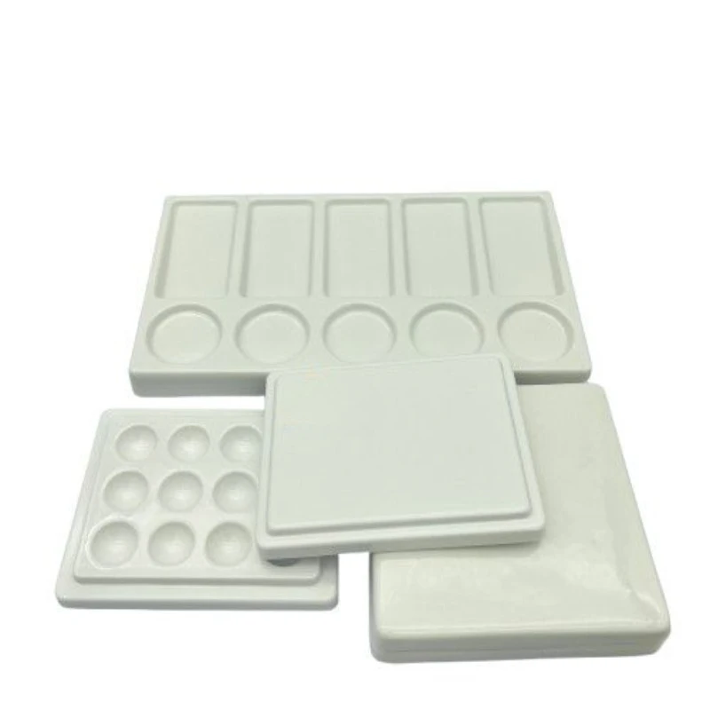 Lab Glazed Tray, Porcelain Coating Plate, Mixing Plate, Palette, Ceramic Insulation and Moisture Preservation Technician Tools s