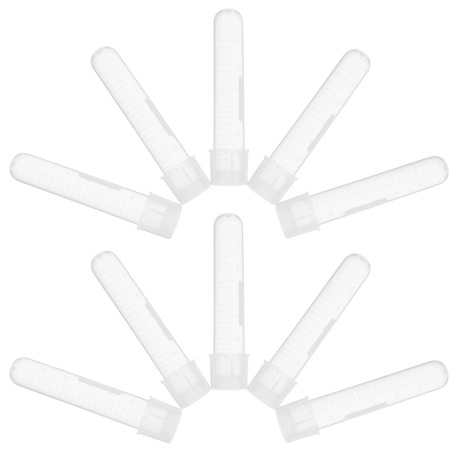 

10 Pcs 12ml Plastic Shaking Tubes Vials Graduated Two Stage Test Tube Transparent Screw Top Sample Vials Teaching