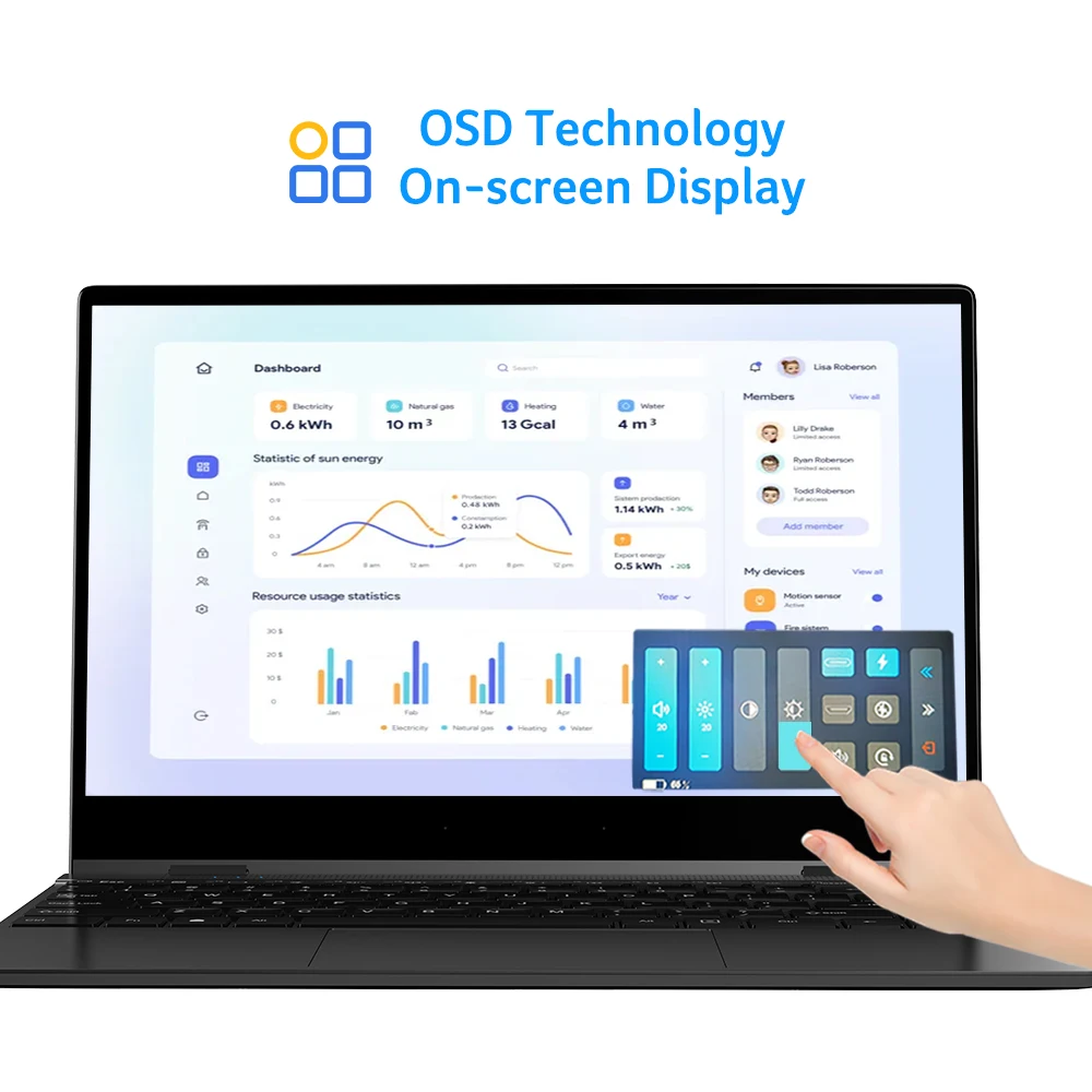 14 Inch Lapdock Display Portable Monitor Touchscreen With Keyboard Built-in 5000mah Battery 1080P FHD OSD USB C Computer Monitor