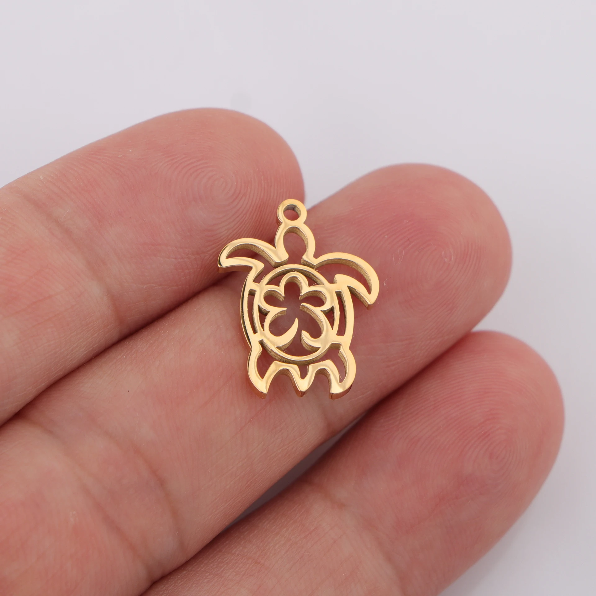 20 قطعة/الوحدة مرآة مصقولة الفولاذ المقاوم للصدأ الجوف السلحفاة سحر المحيط سلسلة قطاع قلادة DIY بها بنفسك صنع المجوهرات الملحقات