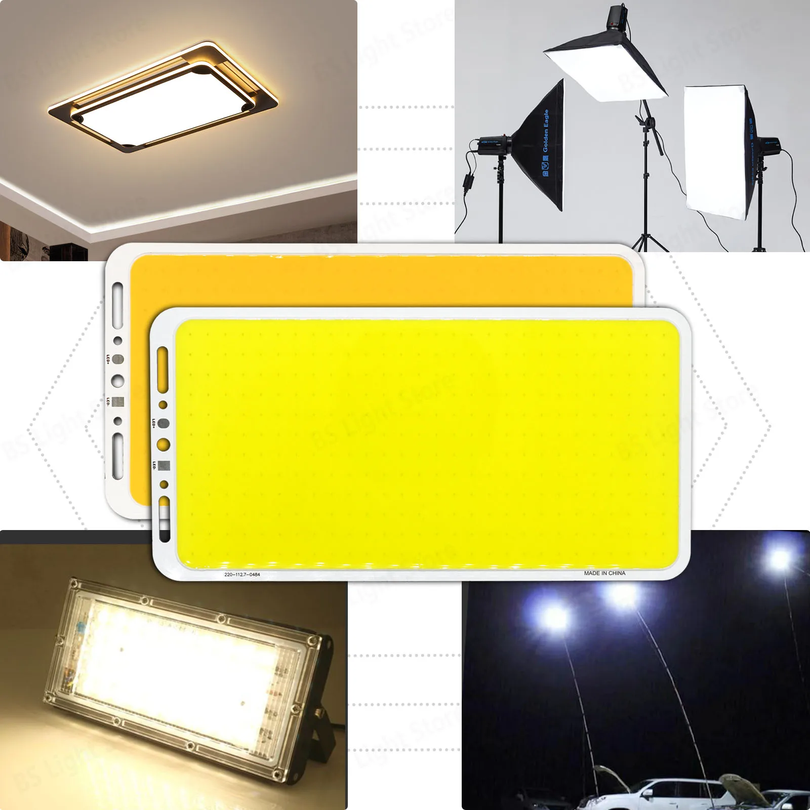 Imagem -06 - Led Cob Lâmpada Painel Led 220x103 mm Super Potência 60w 5000lm Ultra Brilhante Chip a Bordo Placa Matriz Faça Você Mesmo Fonte de Luz Branco Fresco 12v