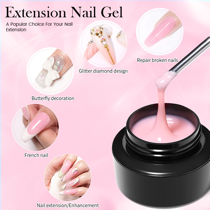 BORN PRETTY 60/30/15ml Hard Jelly Nail Extension Gel Building Nail  Art French Clear Natural Color Soak Off UV Construction Gel