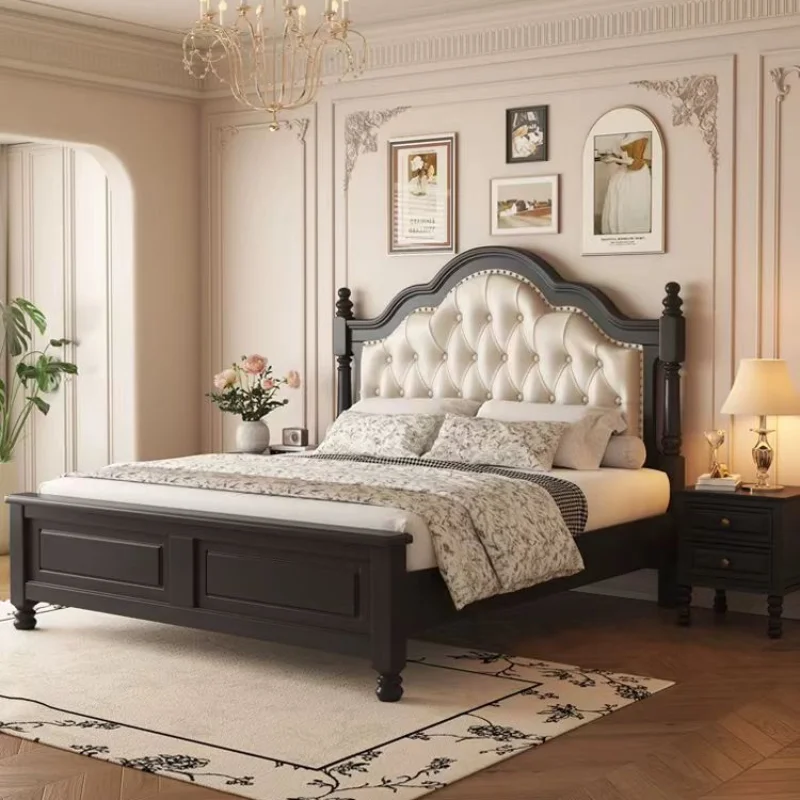 

American Luxury Double Bed Storage Simple Elegant High Double Bed Unique Room Camas Moderrnas Inteligentes Bedroom Furniture