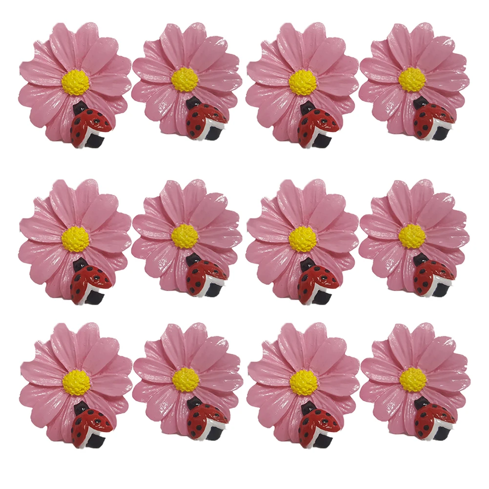 

12PCS Shower Curtain Hooks Resin Bearing Easy Install Ladybird Flower Home Decor Waterproof Curtains