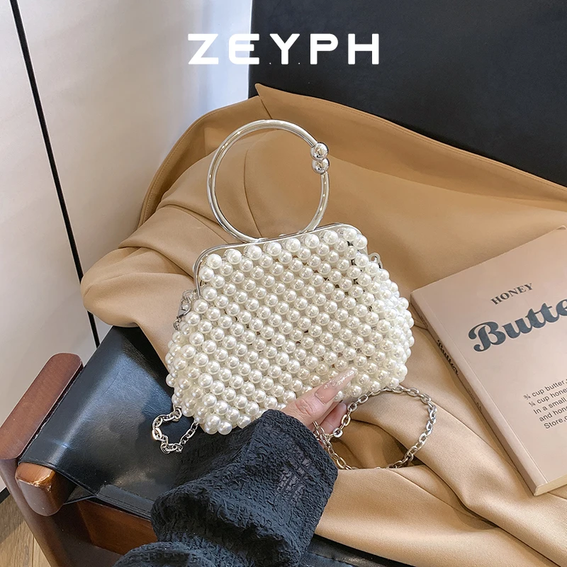 

Zeyph Magnetic Opening Vintage Delicate Pearls Designer Women s Small Handbags Dinner Bags Pearl Bags