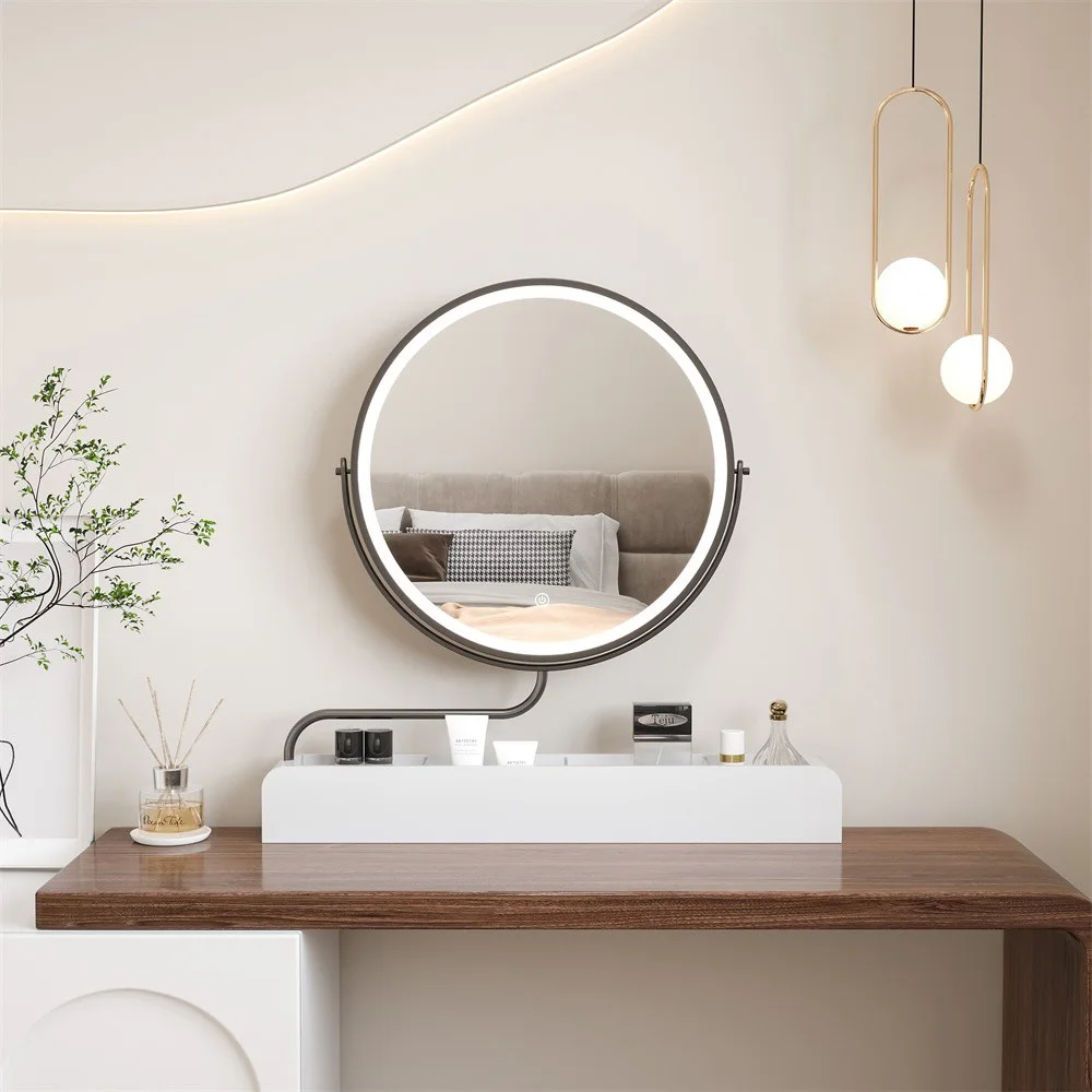Smart Flippable Stretching 360 Rotating Desktop Round Desktop Dressing Mirror high definition