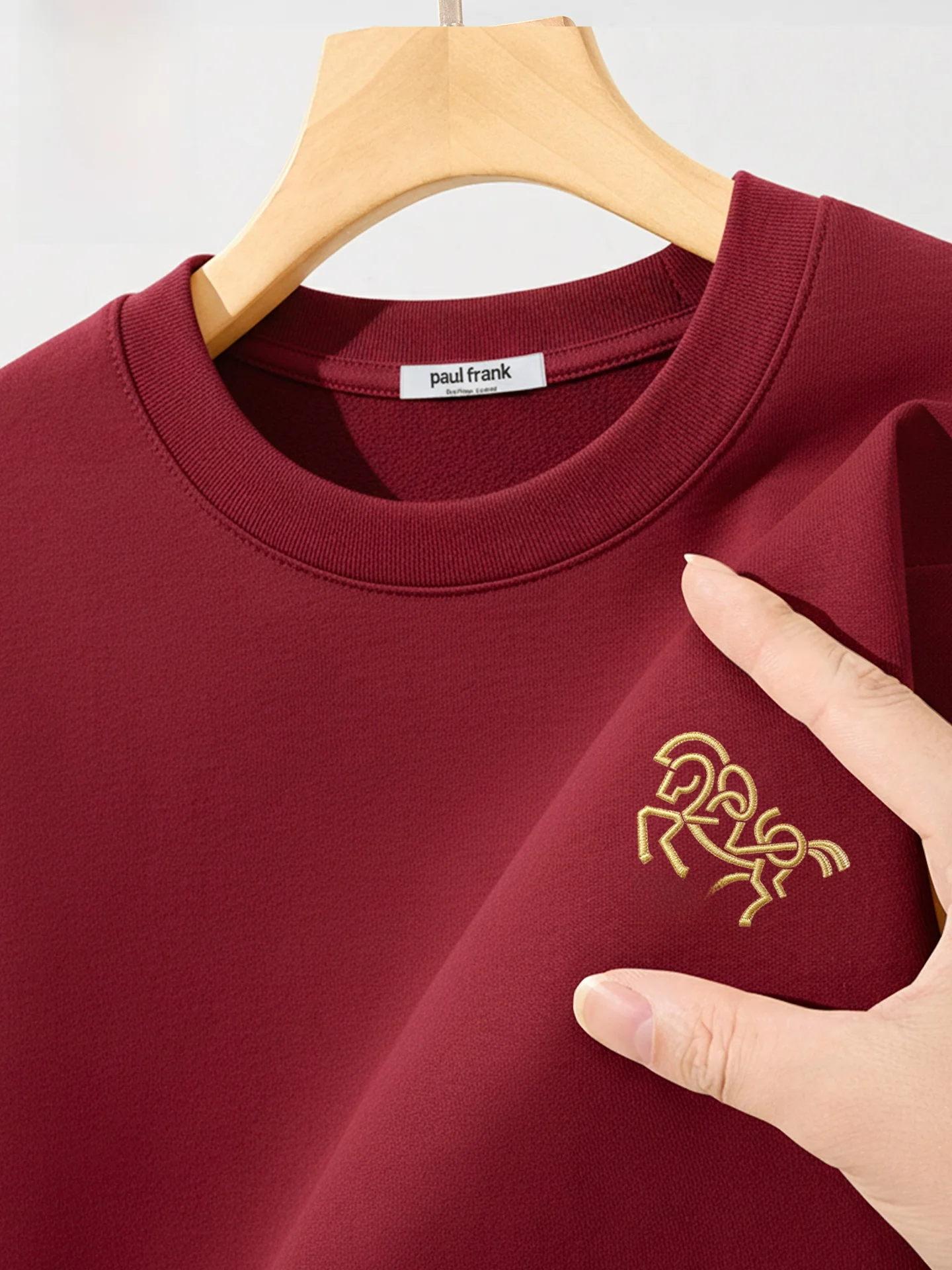 

Pure Cotton Long Sve T-irt Men's Wine Red Base irt New Year Good Lu Inner Wear Cartoon Print Casual Tee