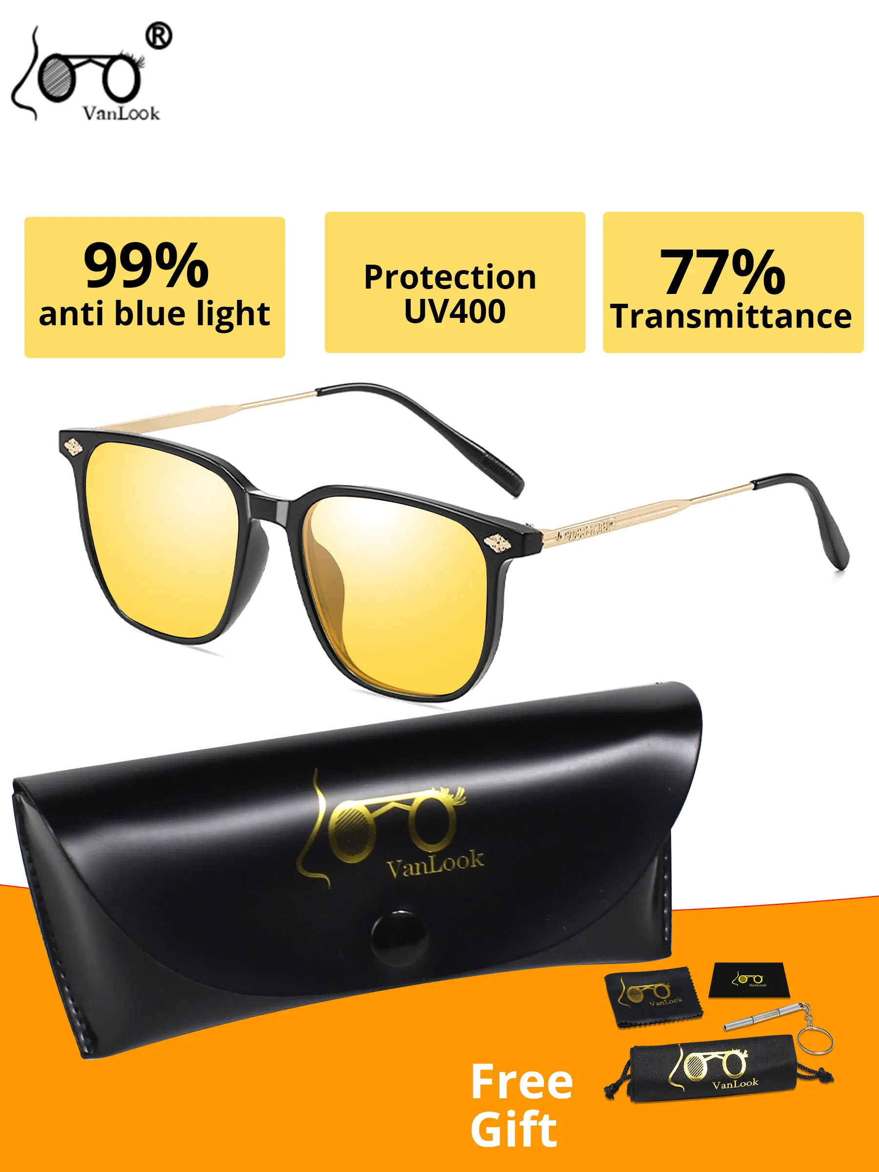 

Esports Unisex 99% Blue Light Blocking Computer Glasses with Yellow Lens Anti-Reflective UV400 TR90 Frame Spectacles for Driving