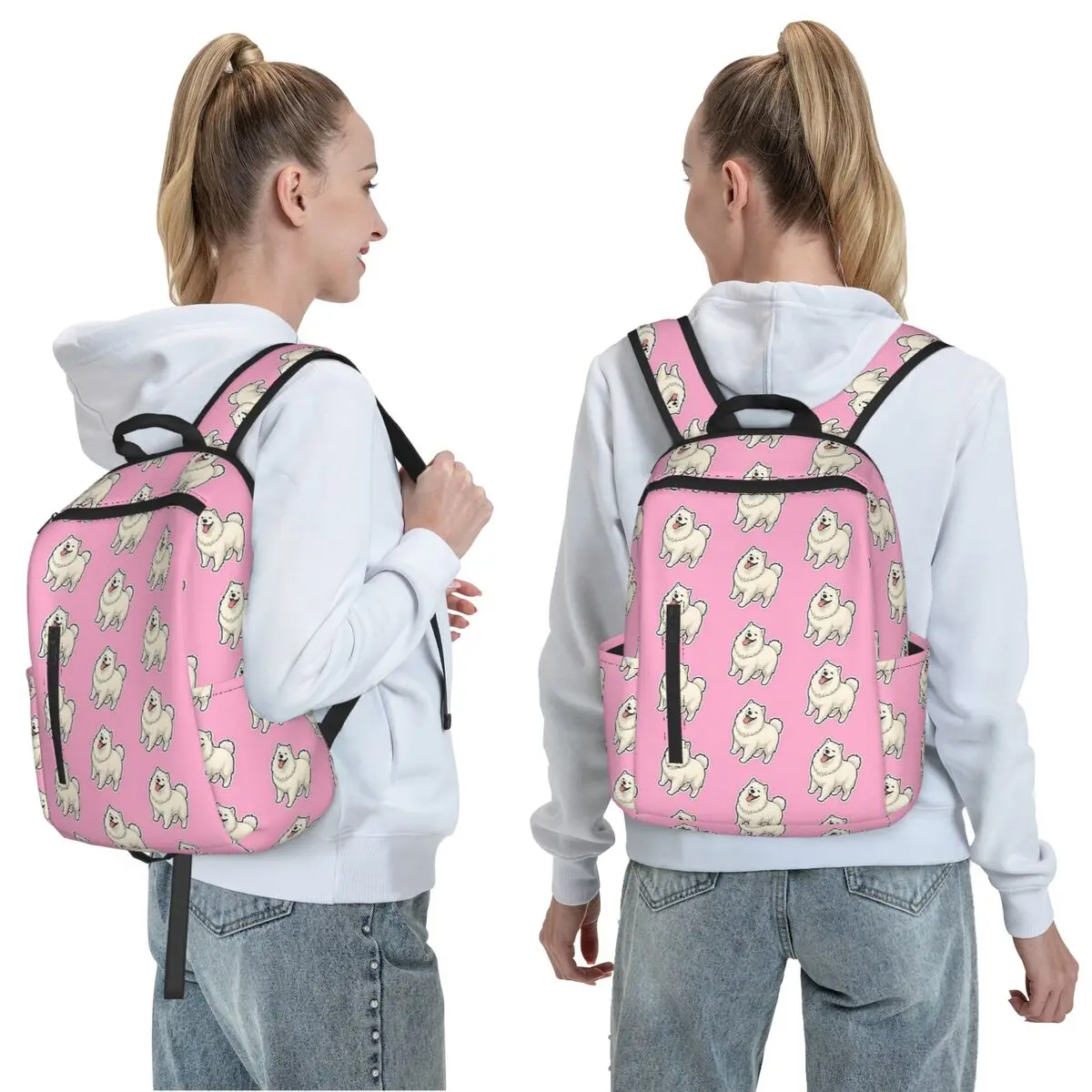 Samoyed Design For Dog Lovers Backpack Daypack Large Capacity Kids BookBag School Bag Shoulder Bags for Men Women