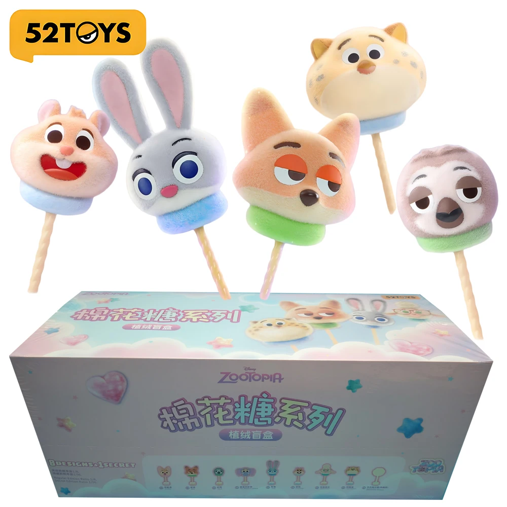 Boîte aveugle Zootopia originale, 52 jouets, série guimauve Judy Hopps, Figurine floquée, décoration de bureau mignonne, cadeaux de noël, nouvelle collection