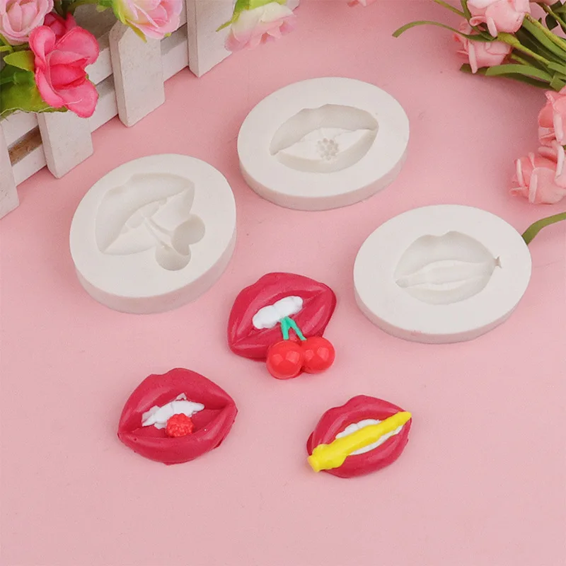 

Valentine's Day Cherry Red Lip Fondant Silicone Mold Rose Lip Chocolate Cake Baking Accessories Cake Decorating Tools