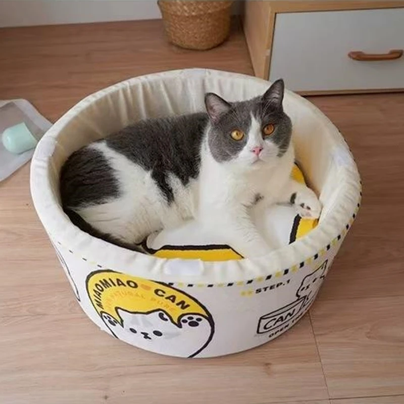 Noodle-Shapes Pet Bed with Mat Removable Instant Noodle Pet House Kennel Large Warm Cushion Udon Cup Noodle Dog Cat Nest Beds