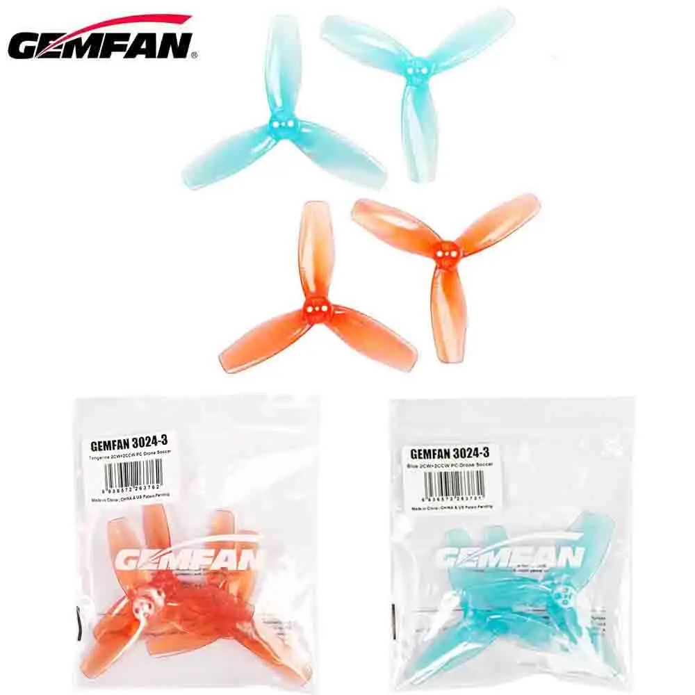 

GEMFAN 3024 3-Blade Propeller 3Inch Prop For F9A-B RC Flying Ball / Soccer Drones FPV 3inch Toothpick Cinewhoop Ducted 6Pairs