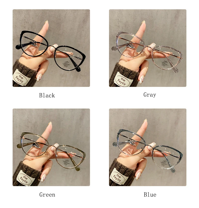 Neue Mode Marke Design Damen Cat Eye TR Legierung Rahmen Anti Blau Licht Rezept Benutzerdefinierte Myopie Gläser Photochrome 0 bis 600 – Detail 6