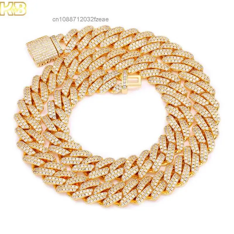 Luxury Moissanite Tennis Necklace Silver 925 Cuban Chain Hip Hop Diamond Chain VVS Moissanite Necklace for Men Women.