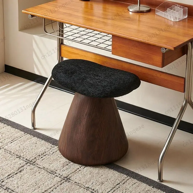 Creative Conical Solid Wood Makeup Stool Bedroom Fabric Low Stool Simple Dresser Seat