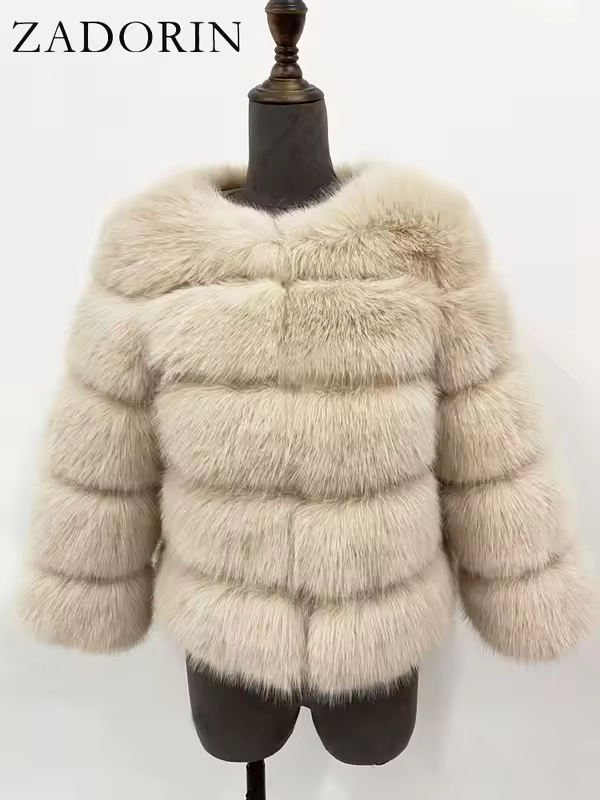 ZADORIN S-6XL Mink Coat Winter Black White Faux Fur Coat Woman Elegant Fluffy Faux Fur Jacket Top Short Fur Coats Woman Clothing - Image 15