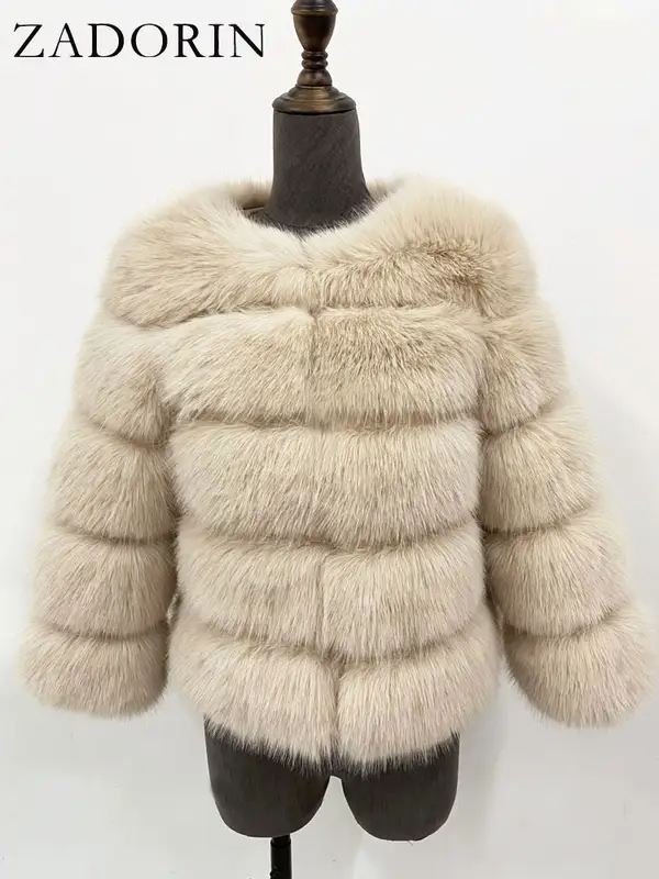 ZADORIN S-6XL Mink Coat Winter Black White Faux Fur Coat Woman Elegant Fluffy Faux Fur Jacket Top Short Fur Coats Woman Clothing - Image 15