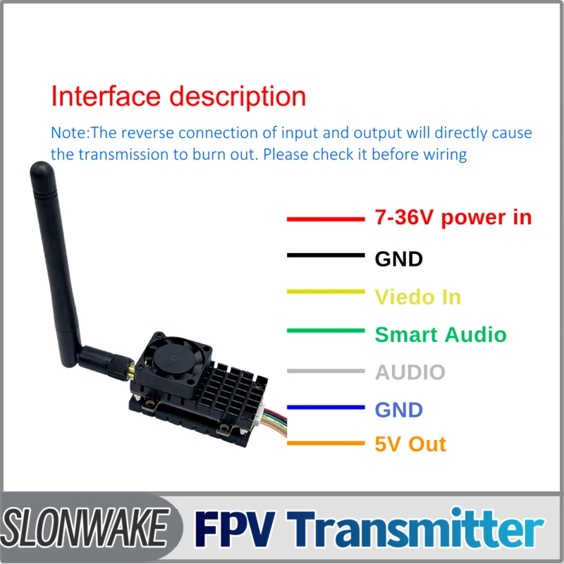SLONWAKE 5.8G 3000mW Simulazione VTX FPV Modulo di trasmissione video 48CH Protezione da surriscaldamento integrata ad alta potenza per RC FPV Drone