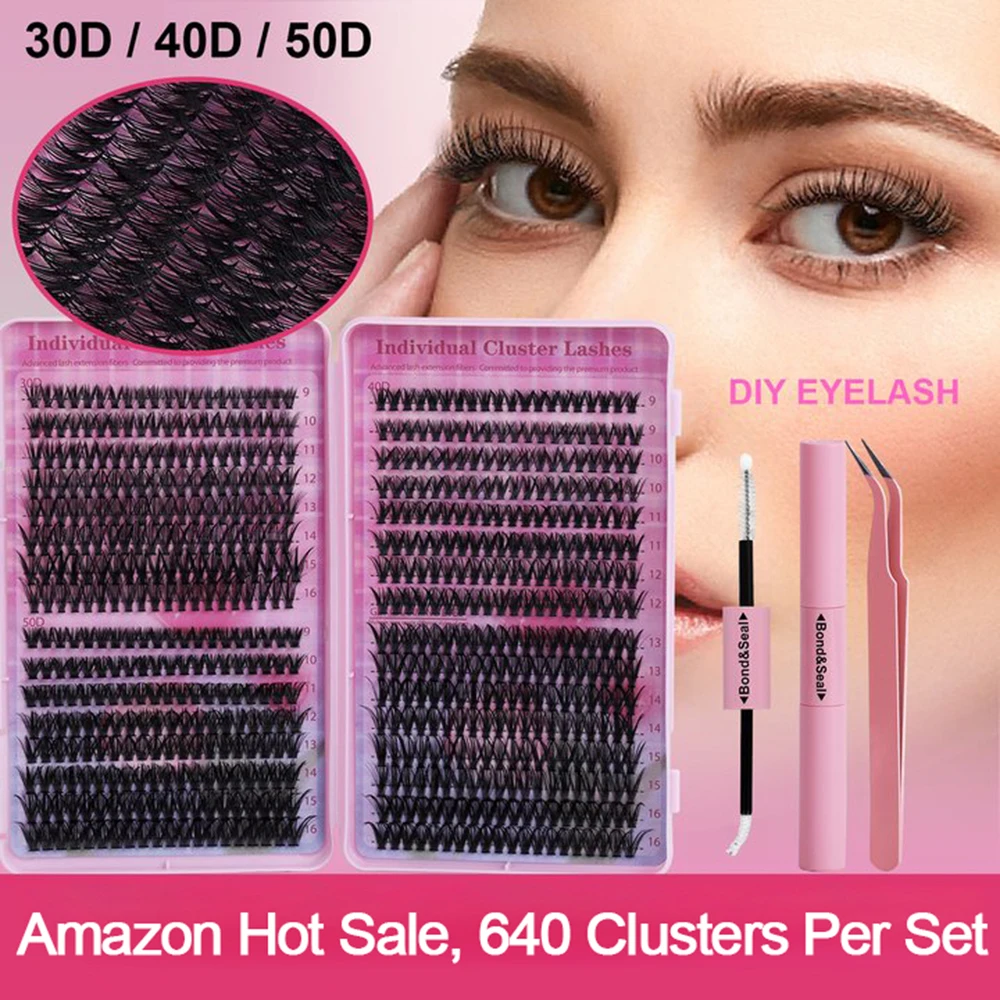 DIY 5D Fluffy Lash Clusters 50D 80D 100D Thick Eyelash Clusters D/DD Curl Wispy Individual Lashes 9-16mm Eyelash Extension