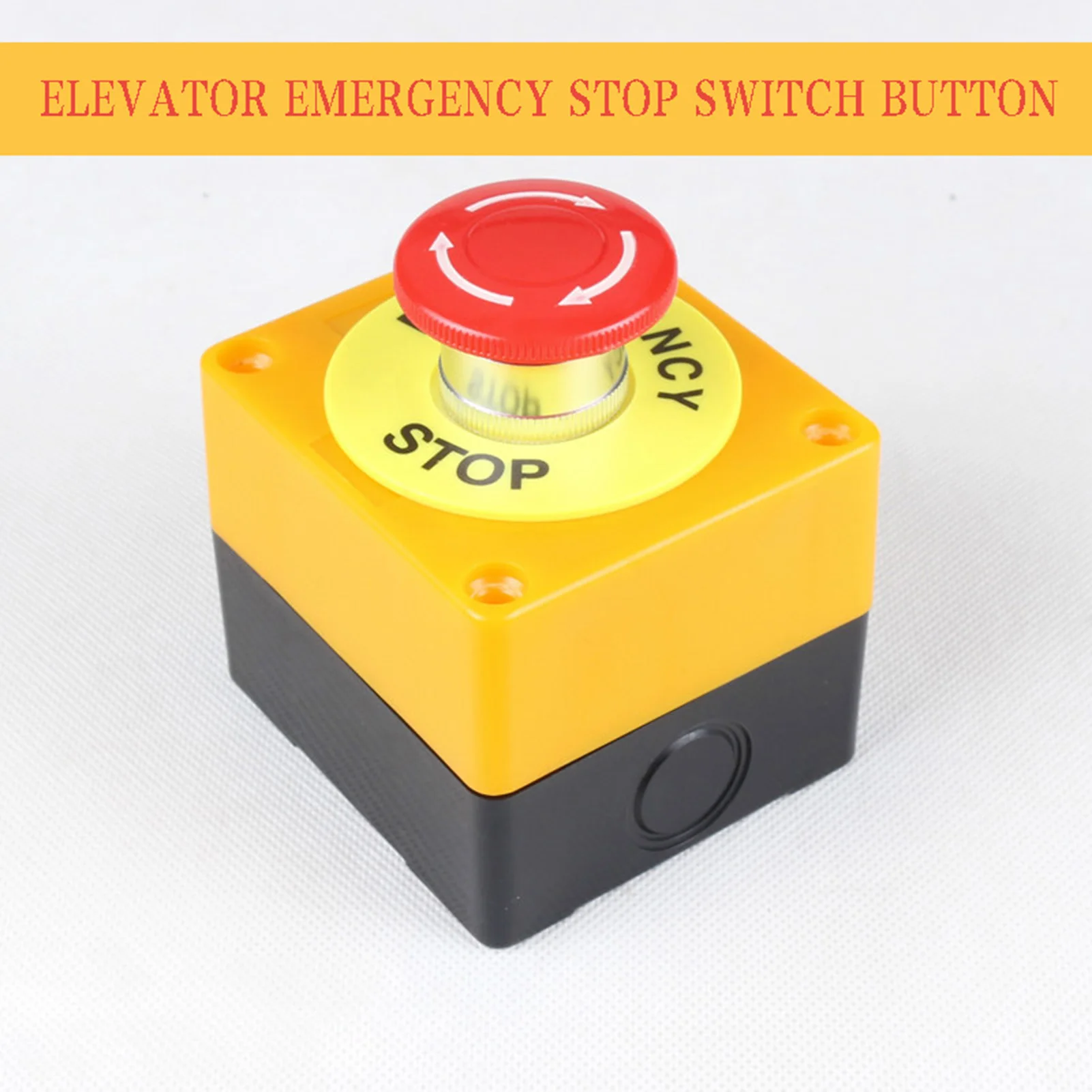 Red Sign Emergency Stop Push Button Sturdy Plastic Shell E-Stop Push Button for Freight And Elevator Protection