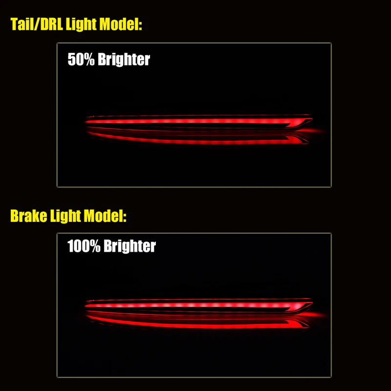 Red LED Car Rear Bumper Reflectors Lights Brake Tail Light w/ Sequential Turn Signal, Rear Fog Lights For 2019-2022 Ford Fusion