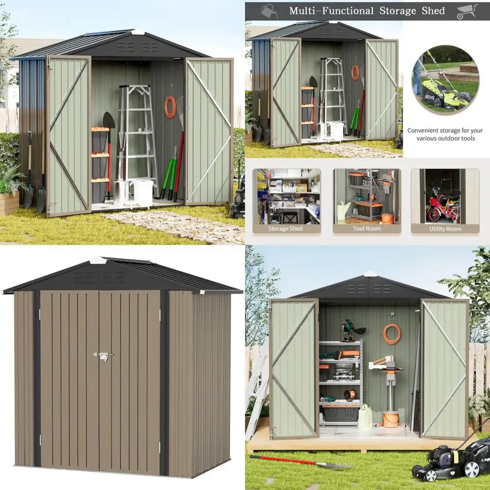 

6x4 Feet Steel Outdoor Storage Shed with Door and Lock for Tools and Equipment