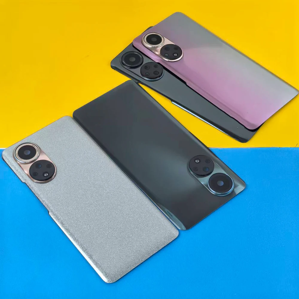 New Back Glass Cover For Honor 50 6.57'' Rear Battery Housing Door Panel Replacement + Camera Lens & Sticker Repair Accessory