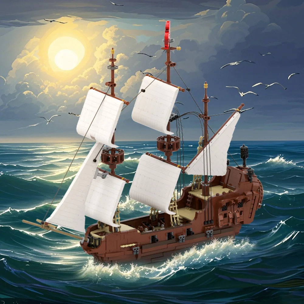

MOC-194708 Lovely Tall Ship Building Blocks Set Sailboat Pirate Ship Construction Bricks DIY Educational Toys Children's Gifts